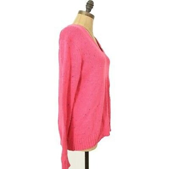 Court & Rowe Nep Flecked Sweater Top Size S Ribbed Knit Vivid Pink NEW Tag B43 - Picture 4 of 6